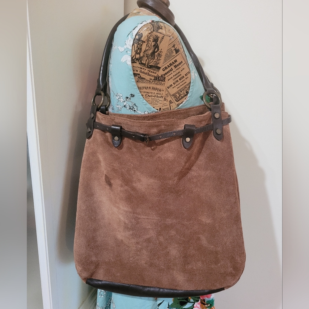 Maurizio Taiuti Italian Brown Suede Shoulder Bag